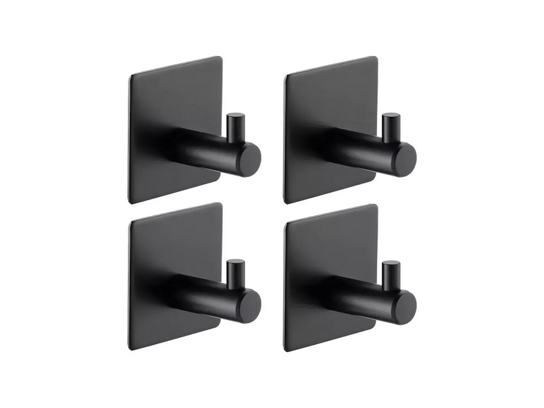 Pack 4 Ganchos Colgador Adhesivos Negro