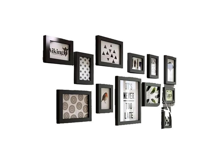 Set 12 Marcos Pared Fotos Decorativas Negro
