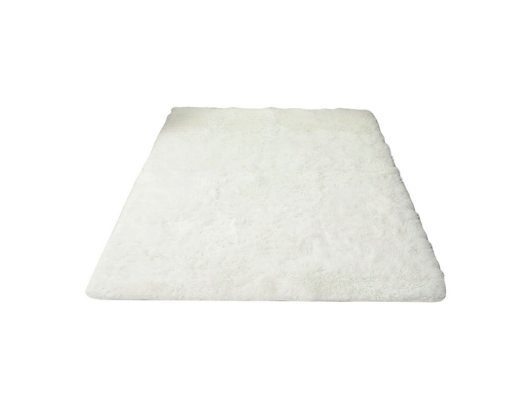 Alfombra Bajada Cama Peluda Super Suave Crema