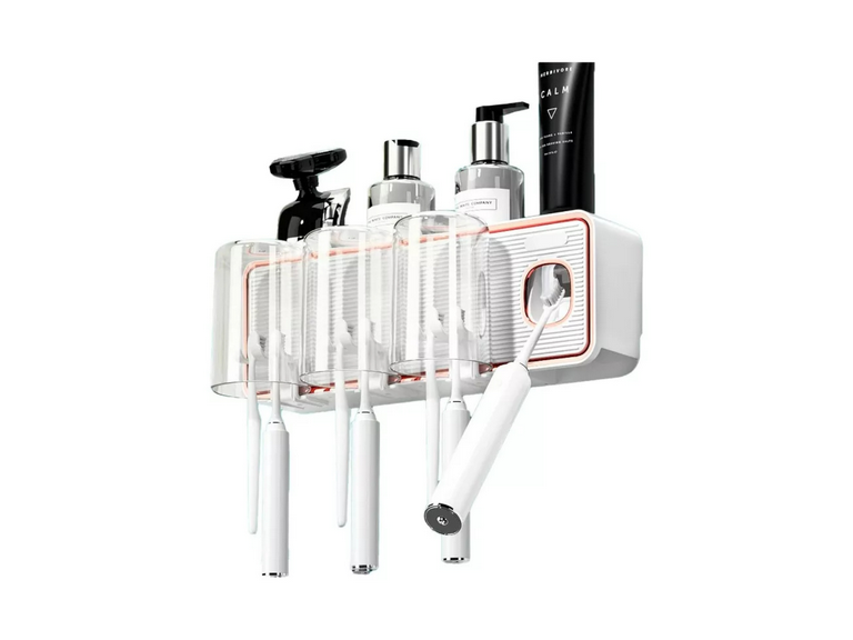 Dispensador Automático Pasta Dientes Porta Cepillo Blanco