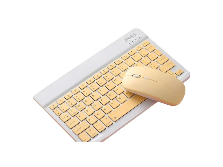 Kit Mouse Teclado Inalámbrico Portátil Amarillo