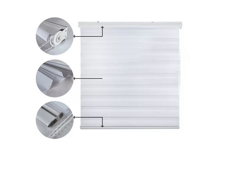 Cortina Roller Dúo Zebra Día Noche Blanco 80x200