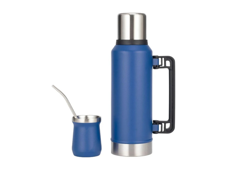 Set Termo Mate Tapa Bombilla 1 LT Azul
