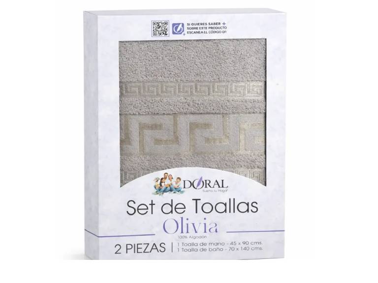 Set de Toallas Olivia Doral 2 Piezas Gris