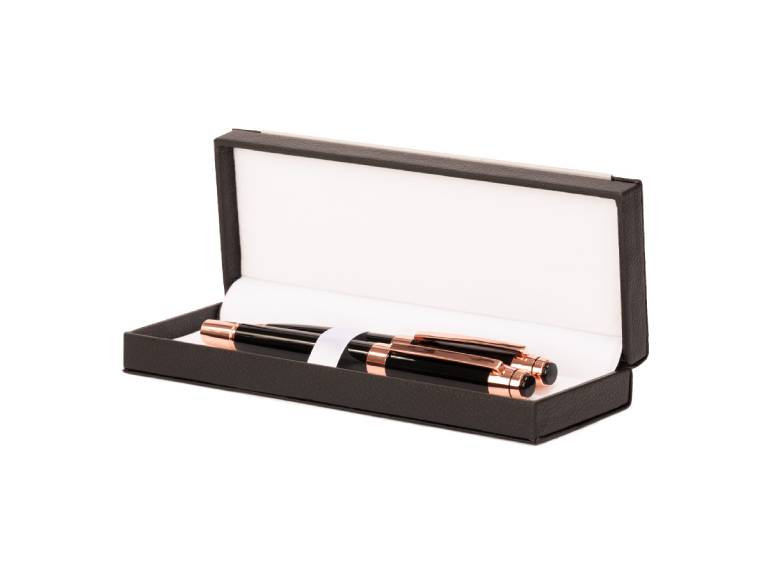 Set de Escritura THORTON negro con detalles encobrizados.