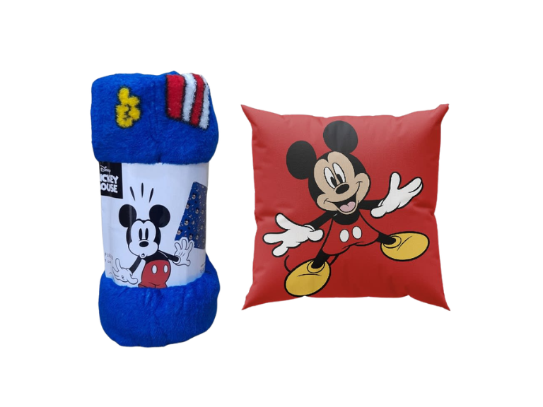 Set Infantil Mickey Mouse con Manta Polar y Cojín