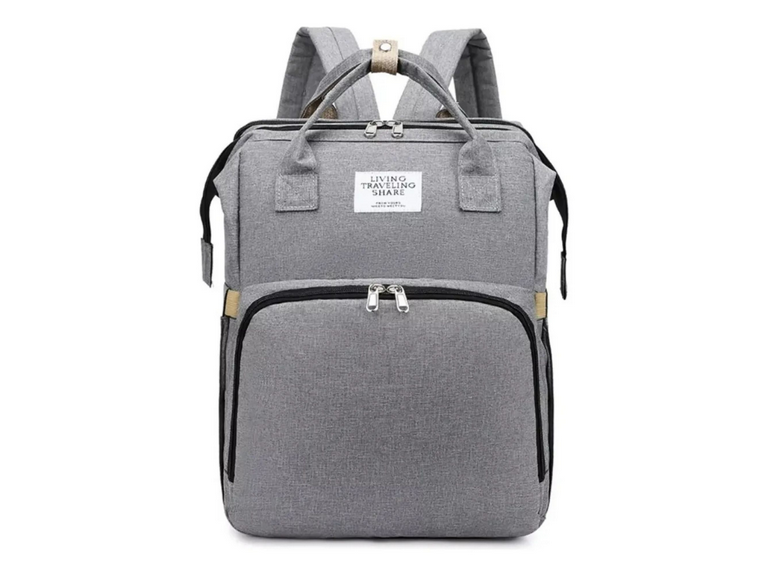 Bolso Mochila Maternal Bebé Plegable Gris