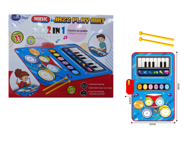 Teclado Musical Interactiva 2 en 1 Music Jazz Play Mat Azul