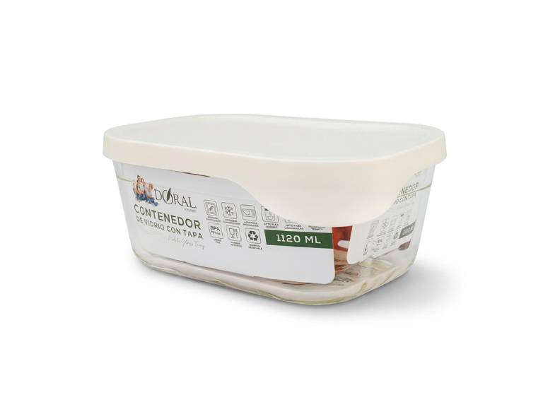 Hermético de Vidrio Rectangular Glass Try 1120 ml Doral