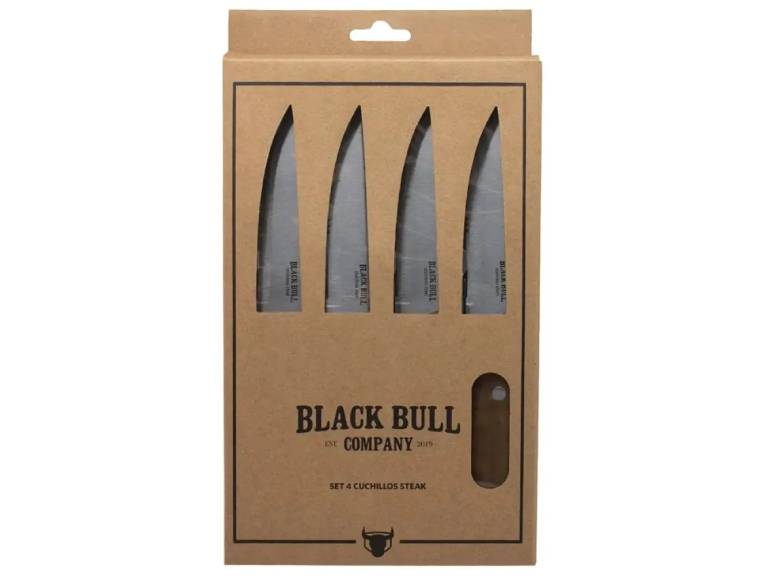 Set de 4 Cuchillos Steak Black Bull Acero Inoxidable