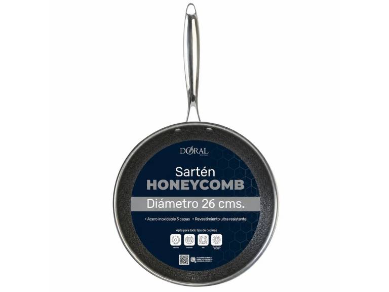 Sartén Honeycomb de Acero Inoxidable 3 Capas Doral 26 cm