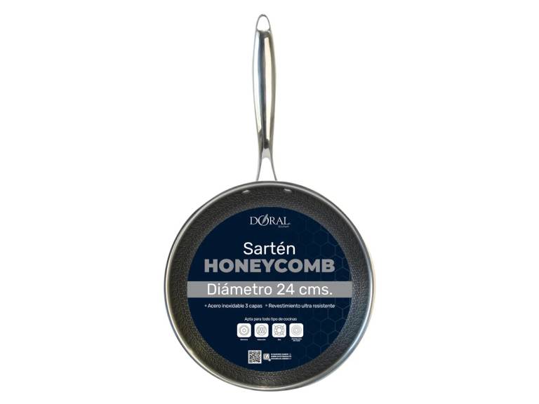 Sartén Honeycomb de Acero Inoxidable 3 Capas Doral 24 cm