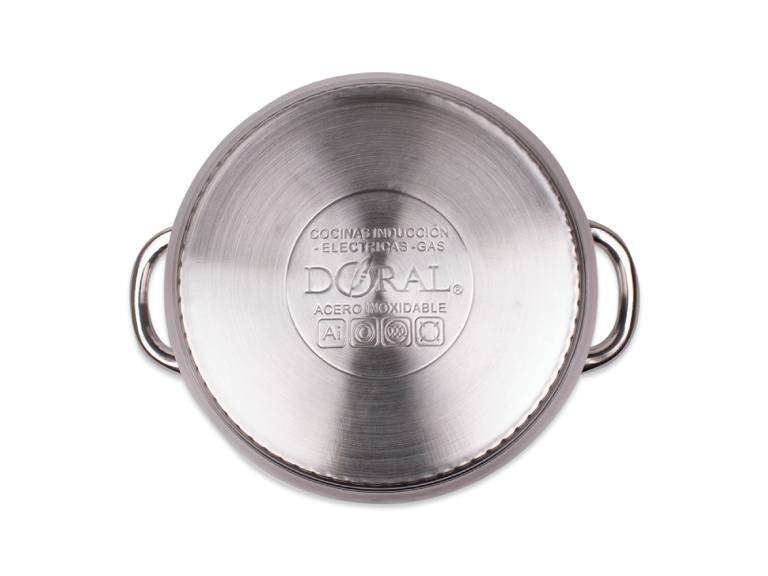 Olla Acero 24 cm Tapa Vidrio Kassel Doral