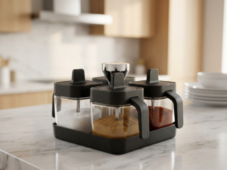Set 4 Especieros de Vidrio con Cuchara