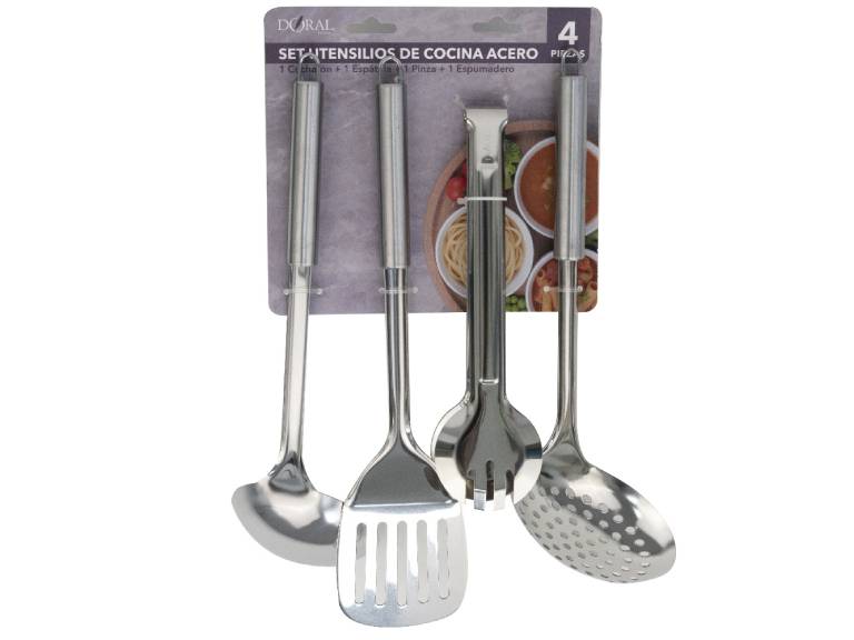 Set Utensilios de Cocina Acero 4 Pzas