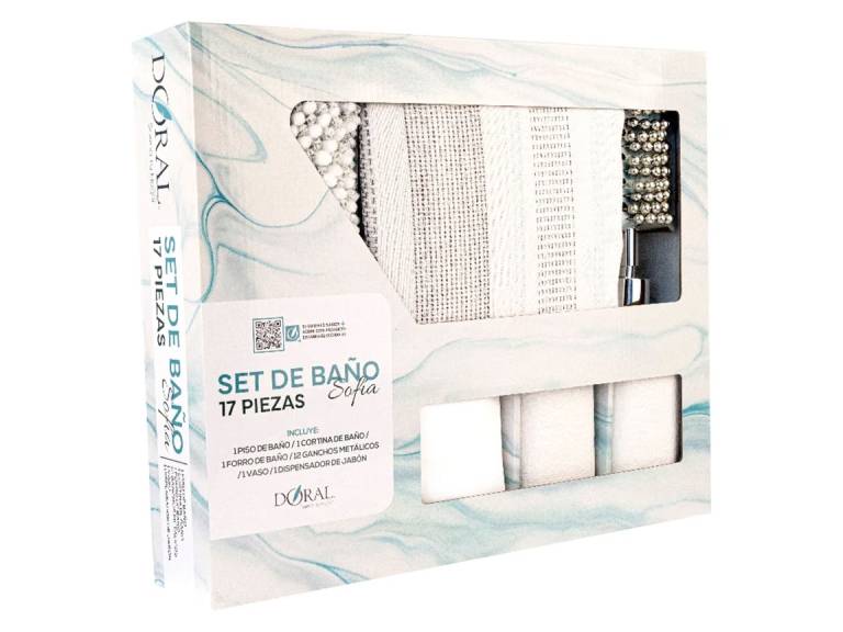 Set de Baño Sofía 17 Piezas Gris