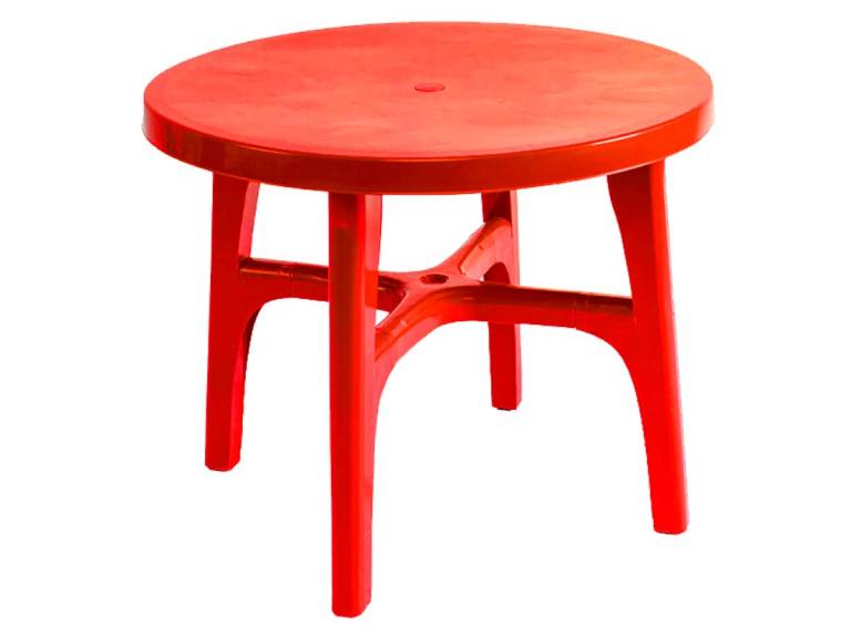 Mesa Plástica Redonda Roja
