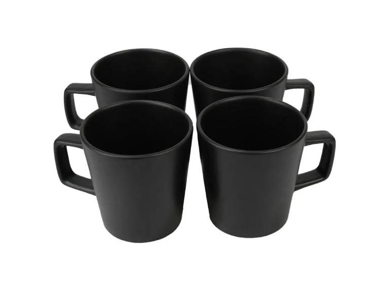 Set 4 Piezas Mugs Porto Cervo Cerámica Doral 350 ml Negro