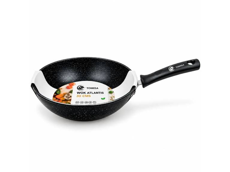 Wok Atlantis Tomisa 30 cm Antiadherente Tipo Granito