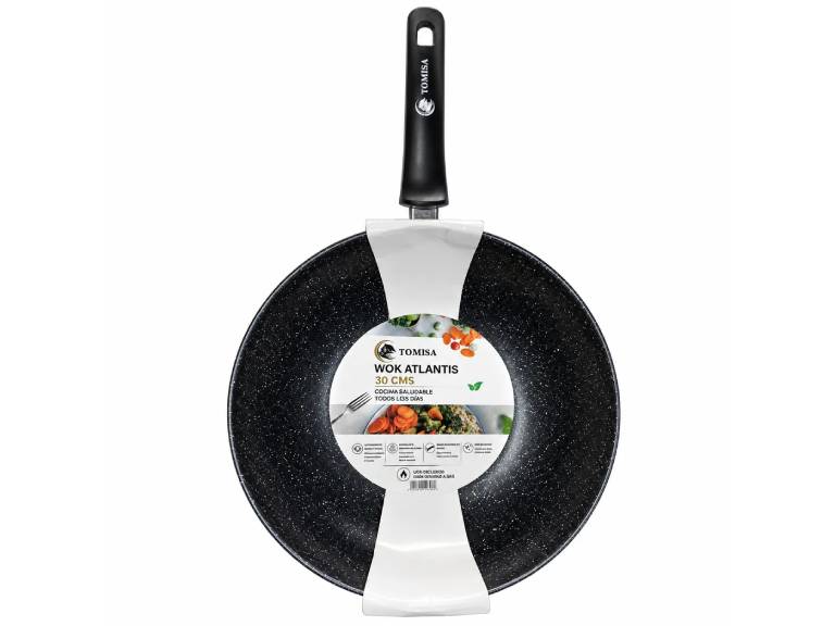 Wok Atlantis Tomisa 30 cm Antiadherente Tipo Granito
