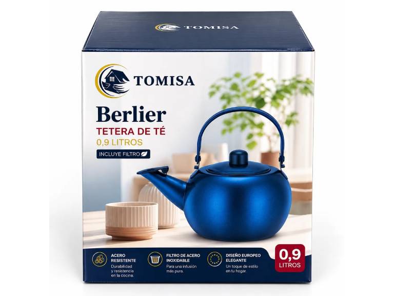 Tetera de Té Tomisa Berlier 0,9 Litros con Filtro Azul