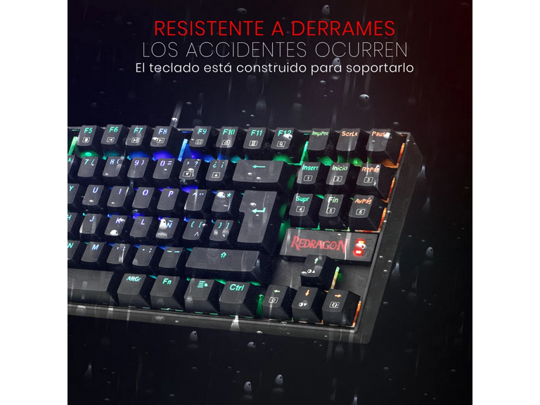 Teclado Mecanico Gamer Redragon LED RGB Kumara Negro