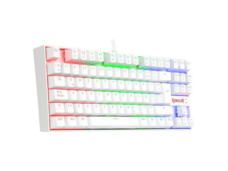 Teclado Mecanico Gamer Redragon LED RGB Kumara Blanco